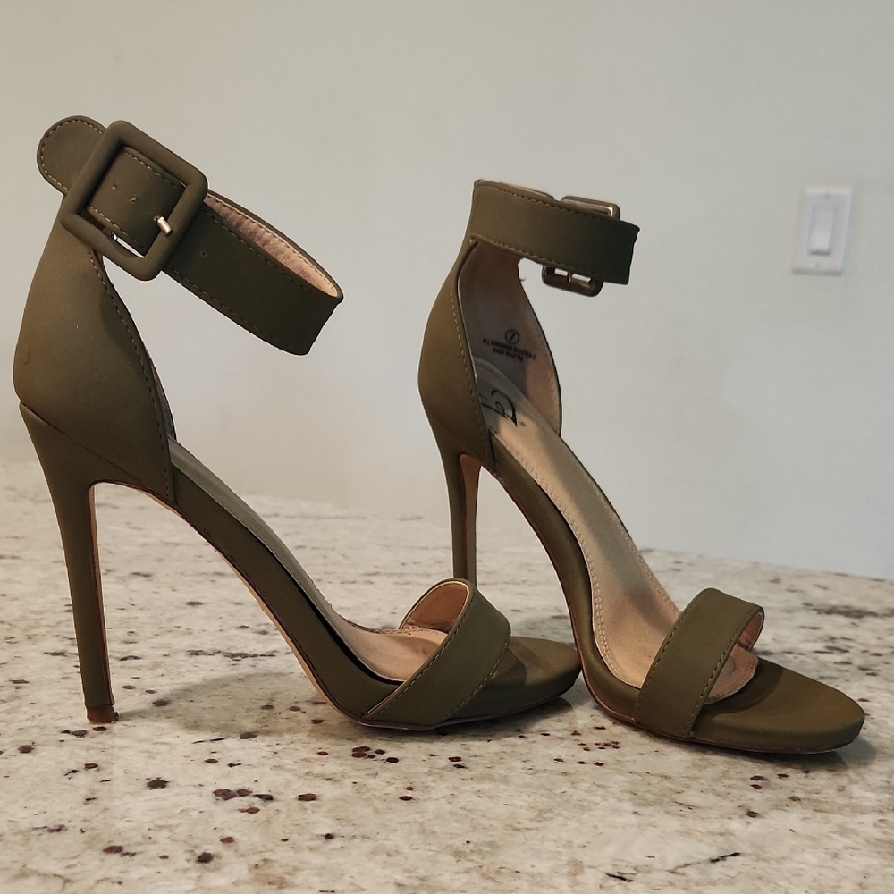 Windsor Green Stiletto Heels with Ankle Strap
